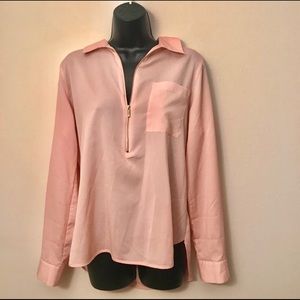 ❤️❤️CALVIN KLEIN Gold-Zippered Pale Blush Top